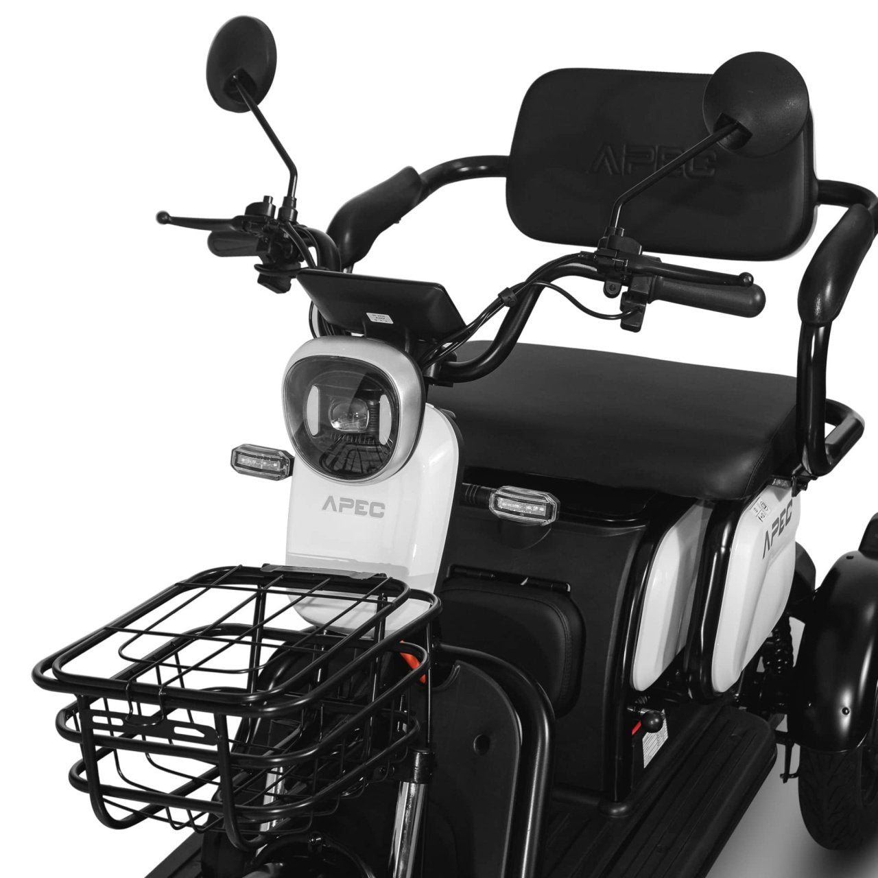 Triciclu Electric, Fara Permis, Motor 1000W, APM2 Alb, Autonomie pana la 36km, viteza maxima 25 km pe ora, Omologat RAR