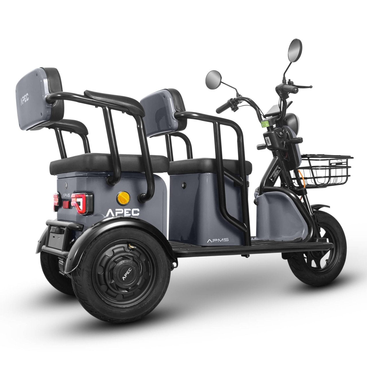 Triciclu electric Voltarom APM5, 60V, 20 AH, 1000W, fara permis, 25km/h, Gri, autonomie pana la 40km