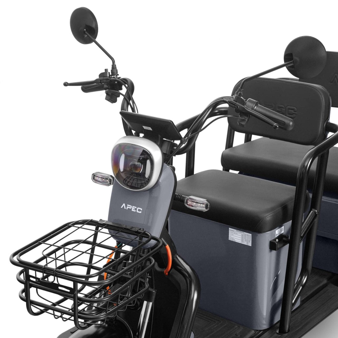 Triciclu electric Voltarom APM5, 60V, 20 AH, 1000W, fara permis, 25km/h, Gri, autonomie pana la 40km