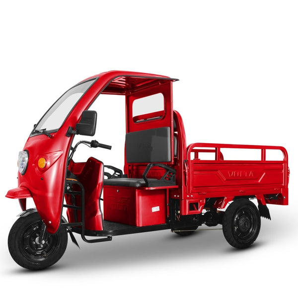 Voltarom Hercules motor 3900W, 72V, 120Ah, 120Km autonomie, viteza maxima 25 km pe ora, FARA Permis, Triciclu Electric Tuk Tuk, Cu Cabină Rosu