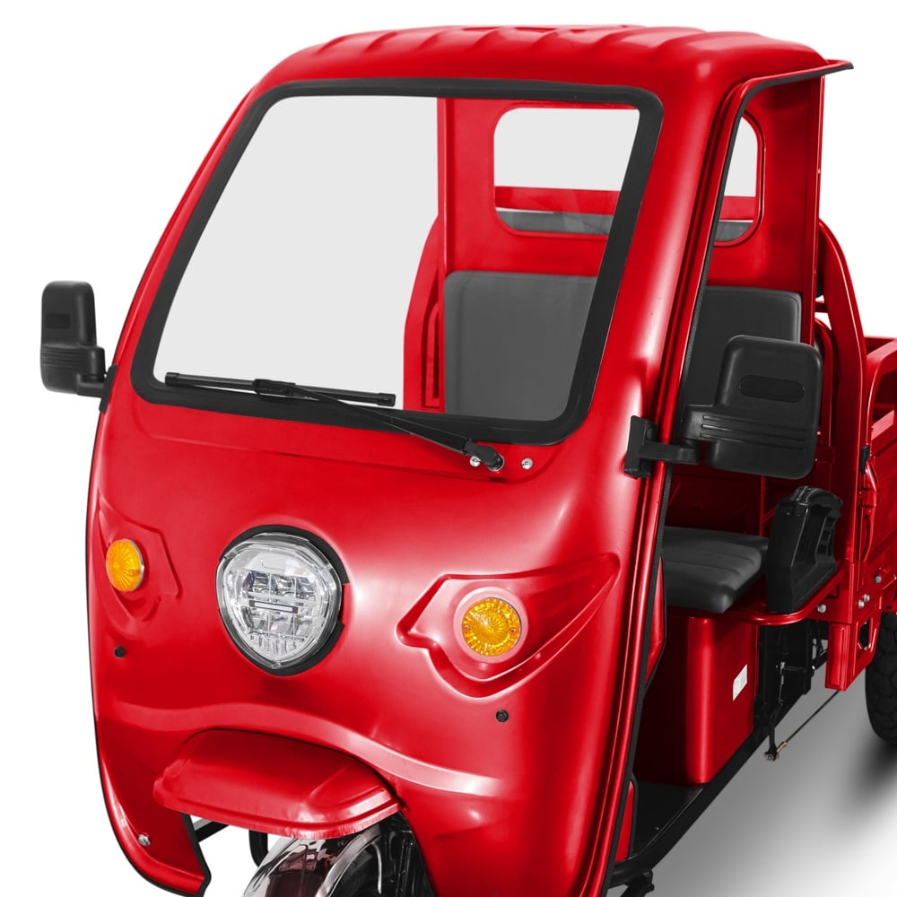 Voltarom Hercules motor 3900W, 72V, 120Ah, 120Km autonomie, viteza maxima 25 km pe ora, FARA Permis, Triciclu Electric Tuk Tuk, Cu Cabină Rosu
