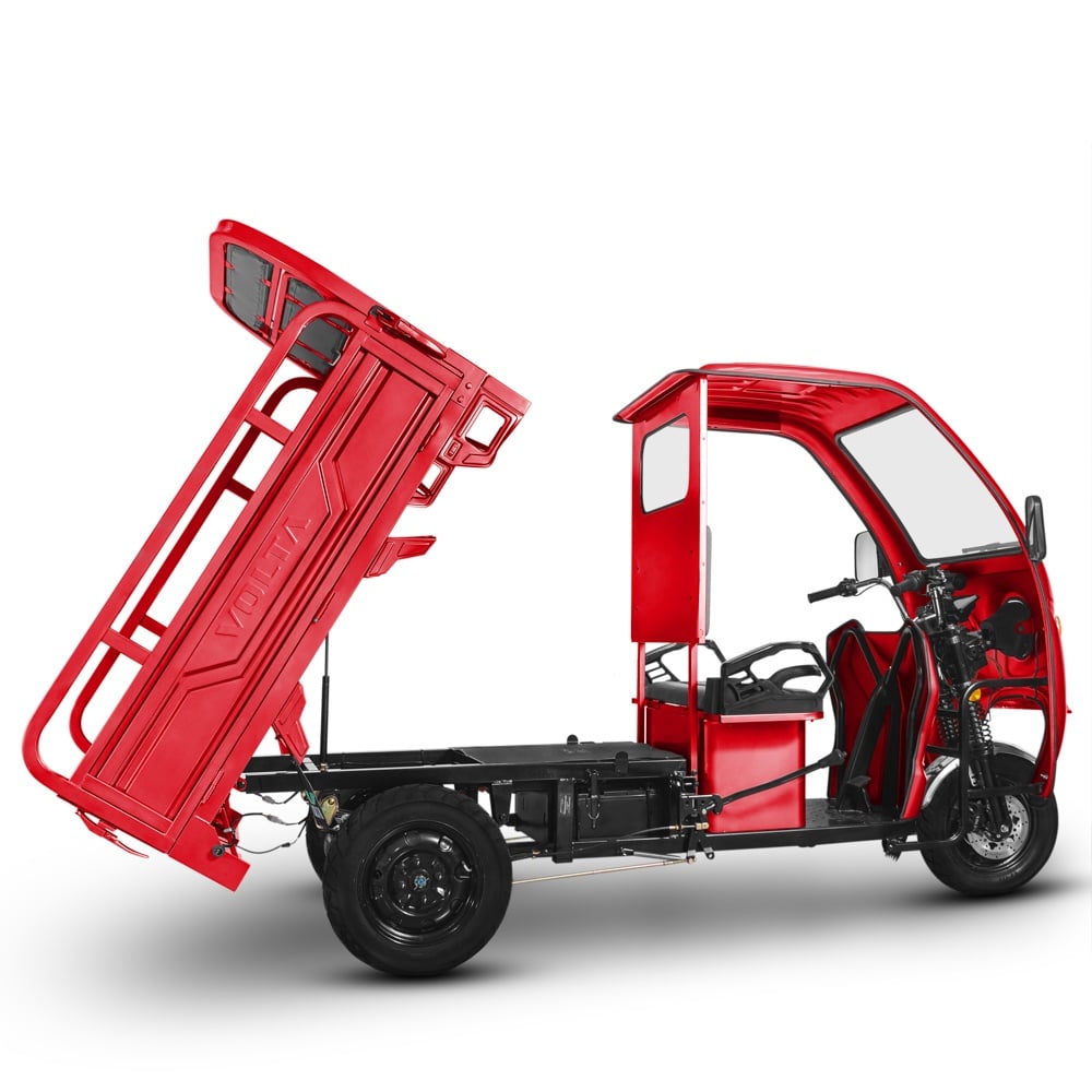 Voltarom Hercules motor 3900W, 72V, 120Ah, 120Km autonomie, viteza maxima 25 km pe ora, FARA Permis, Triciclu Electric Tuk Tuk, Cu Cabină Rosu
